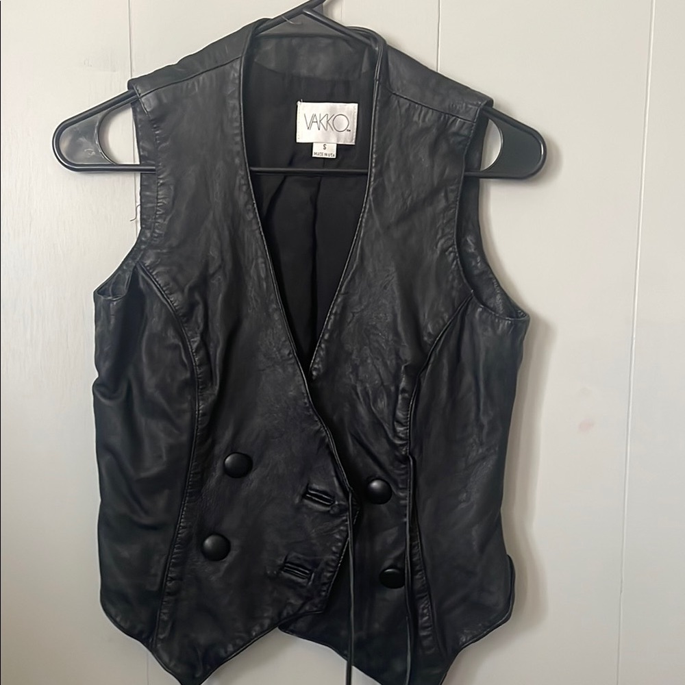 Vakko Black Leather Vest